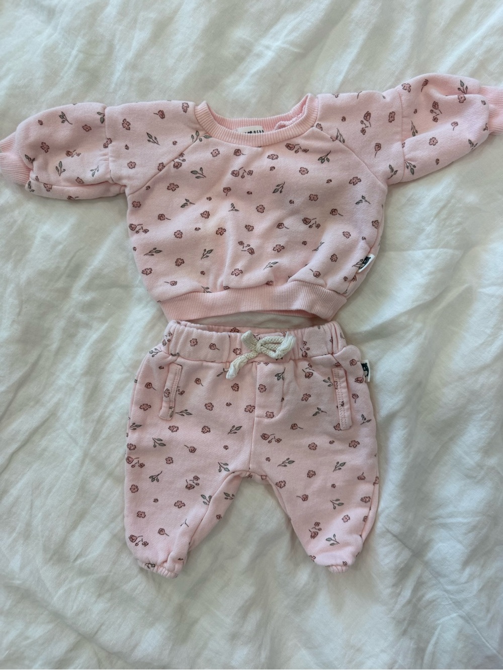Pink Floral Baby Sweatshirt & Jogger Set